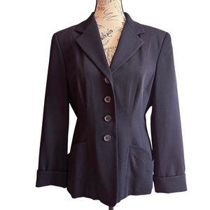 Donna Karan New York 100% Wool Classic Black Blazer Medium Career